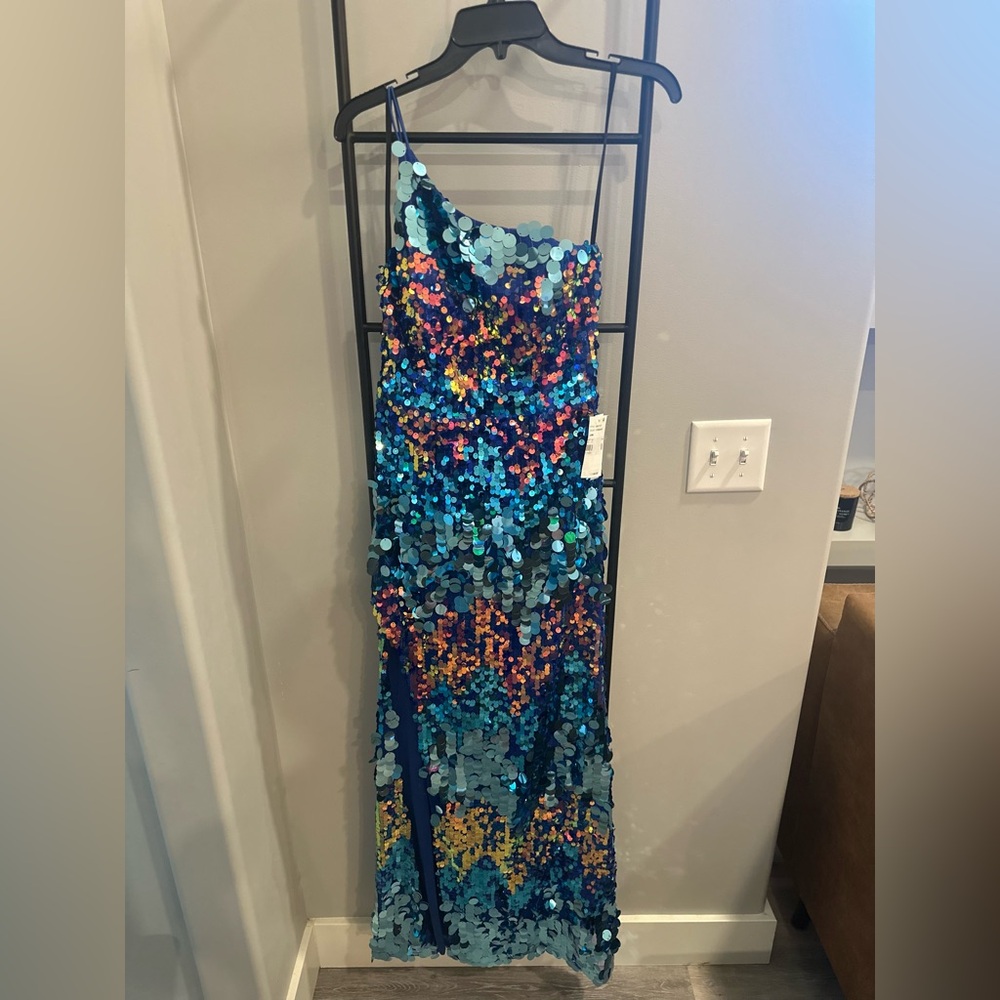 Xtraordinary Caribbean Blue Sequin Prom Dress